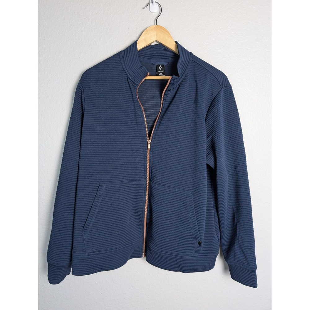 Skechers Sweatshirt Mens XL Blue Full Zip Lightweight Pockets Mock Neck